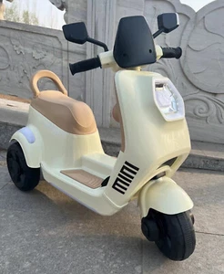 Remote Control Kids Electric Scooter Ride on Car Bike lights/Music 2-9Yrs -Cream - Picture 1 of 7
