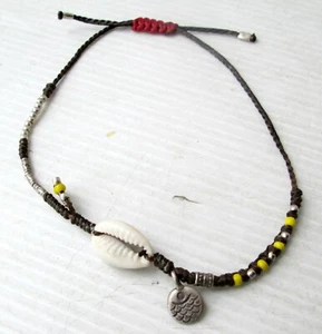 NiCe! Hmong Hill Tribe Unisex Silber & Hanf verstellbares Knöchelarmband - Bild 1 von 3