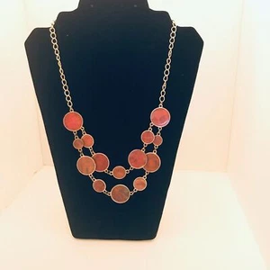#2928 Burnt Pink Circles on Gold tone chain necklase - Picture 1 of 5