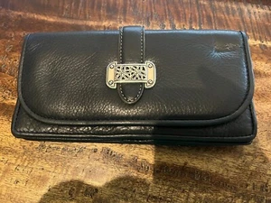 Brighton Multi pocket snap Black Wallet/Purse with Strap  - EUC - Free Shipping - Picture 1 of 5