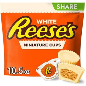 Reese's Mini White 10 oz Peanut Butter Cups Chocolate Wrapped Candy - Picture 1 of 6