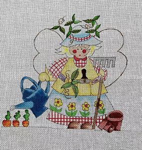 Lindo ángel de jardinería pintado a mano diseño renacentista lona a punta de aguja 18 quilates - Imagen 1 de 4