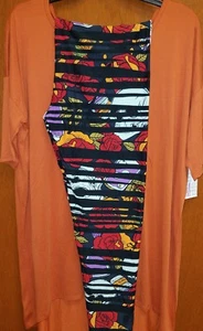 NWT LULAROE IRMA MEDIUM BURNT ORANGE MODAL, TC HALLOWEEN FLOWERS SKULLS STRIPES - Picture 1 of 9