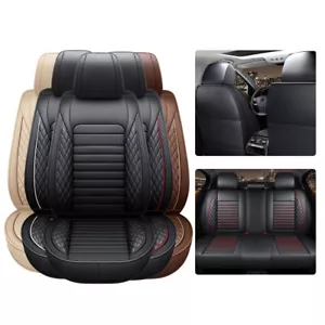 Waterproof Leather Car Seat Covers Set Universal Custom Fit Cushion Protector - Foto 1 di 28
