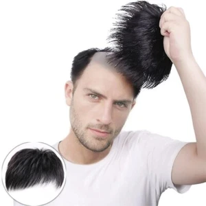 Men Toupee Clip Hairpiece Black Natural Hair Topper Top Wigs Short Male Wig - Bild 1 von 12