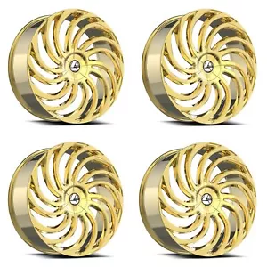 Set 4 24" Azara AZA-534 Nano Gold 24x9 Wheels 5x115 5x120 32mm Rims - Picture 1 of 8