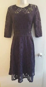Vestido retro Miusol de encaje púrpura transparente violeta para mujer nuevo con etiquetas mediano formal noche - Imagen 1 de 6