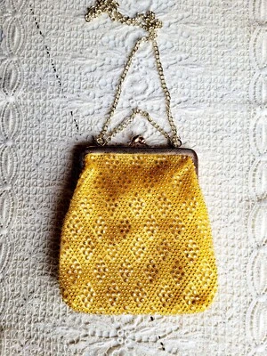 Vintage Yellow And Gold  Purse - Image 1 of 3