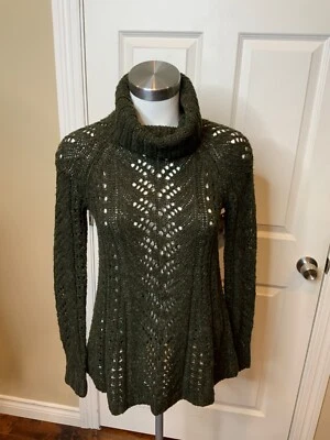 Suéter de cuello alto tejido abierto verde Anthropologie Sleeping on Snow, talla XS Foto 1 de 4