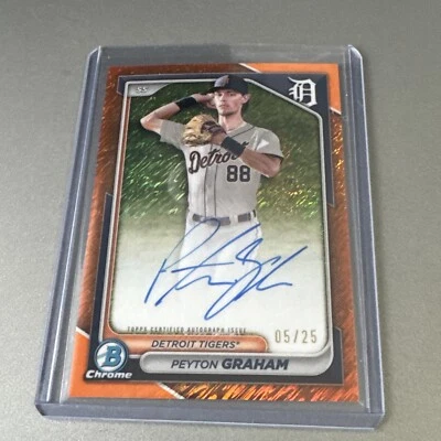 2024 Bowman Chrome Peyton Graham Auto /25 Orange Shimmer Refractor - Image 1 of 3