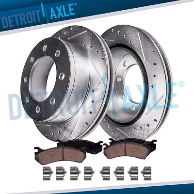 Rotores de disco traseros perforados pastillas de freno para Ford F-450 F-550 Super Duty 2017-2021 Foto 1 de 4