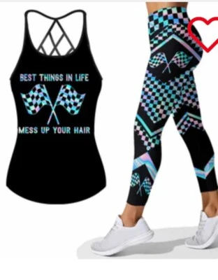 JUEGO LEGGINGS Y CAMISETA SIN MANGAS RACE WORLD HOLOGRÁFICOS A CUADROS ELÁSTICOS M/L NUEVO CON ETIQUETAS Foto 1 de 4