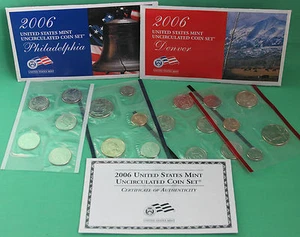 2006 P and D US Mint ANNUAL Uncirculated 20 Coin Set BU Coins COA and Envelope - Picture 1 of 2