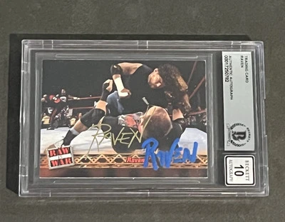 RAVEN 2001 FLEER WWF RAW IS WAR SIGNED AUTOGRAPHED CARD BAS AUTHENTIC GEM MT 10 - Image 1 of 2