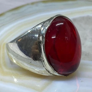 NICE 925 Sterling Silver Men's Ring Red Ruby Stone Jewelry Size Customizable - Picture 1 of 9