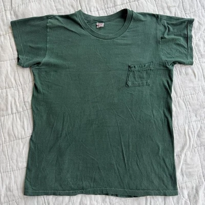 Camiseta de Bolsillo BVD Años 60 Talla XL De Colección Verde Oscuro Blanco Puntada Única Camiseta Años 60 Foto 1 de 4