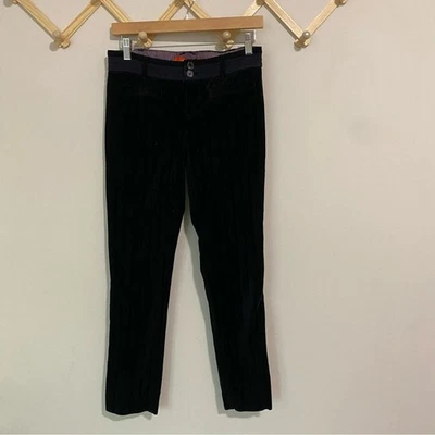 Cartonnier by Anthropologie Charlie Ankle Black Velvet Striped Pants size 2 - Image 1 of 4