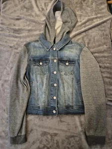 Ci Sono Denim Jacket With Jogger Mayerial Sleeves And Detachable Hood Medium - Picture 1 of 13