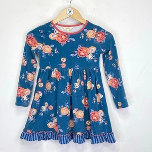 Matilda Jane Choose Your Own Path Kleid Mädchen 8 türkis rosa Blumen wirbelnde Rüschen - Bild 1 von 7