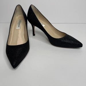 L.K.Bennett Shoes Womens Size 36 Black Pointed Toe Sparkle Leather Heels Pumps - Picture 1 of 11