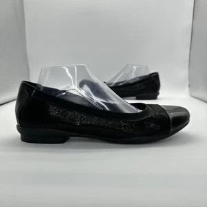 Clarks-Neenah Garden Slip On Ballet Flats Women 10 W Black Leather/Textile - Picture 1 of 9