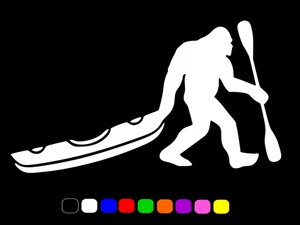 BIGFOOT KAYAKING Sasquatch Vinyl Decal Window Truck Sticker CHOOSE SIZE COLOR - Picture 1 of 2