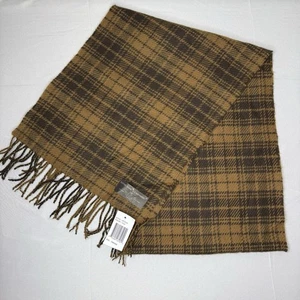 New D And Y Super Soft Acrylic Brown Plaid Rectangle Scarf D&Y Preppy Fall - Picture 1 of 5