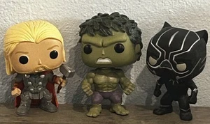 Marvel MCU Funko Pop Mixed Lot of (3) Thor Hulk Black Panther Loose - Picture 1 of 4