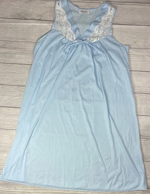 Hermoso VESTIDO DE NOCHE Azul VANITY FAIR VINTAGE SEDOSO Nylon Talla Mediana EE. UU. Foto 1 de 4