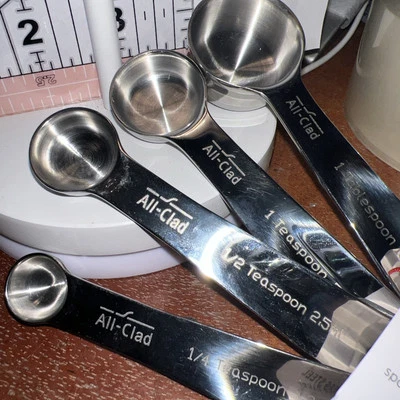 All-Clad Stainless Steel 4 Piece Measuring Spoon Set Stainless Steel New - Image 1 of 4