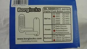 Borg Locks BL5000MK3 Series Digital Push Button Locks 60mm Polished Brass 5001 - Picture 1 of 4