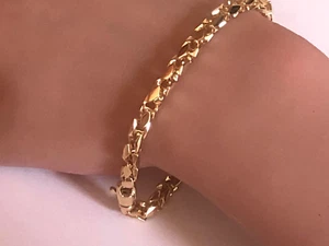 14k Yellow Gold 5mm Men's Square Curb Box Link 8.25" Chain Bracelet 11.5 grams - Picture 1 of 7