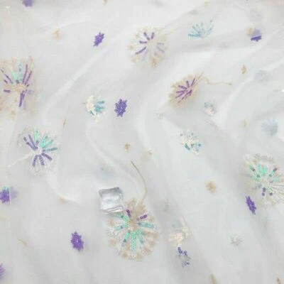 Lace Mesh Sequins Tulle Fabric Embroidery Voile Dress Skirts Curtain Flower Chic - Image 1 of 4