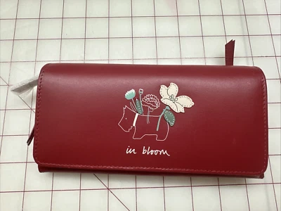 NUEVO CON ETIQUETAS BILLETERA PLEGABLE RADLEY LONDON IN BLOOM CUERO ROJO Scottie Terrier perro BI Foto 1 de 4