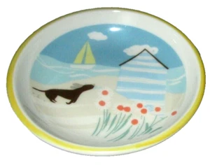 COASTAL CERAMIC TASTING  PLATE ~ 3" Dia. ~ BEACH DAY - Picture 1 of 1