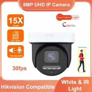 4K 8MP 15X Zoom PoE Security Camera PTZ Auto Tracking 2-Way Audio Dual Lights - Picture 1 of 6