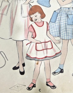1950s Vintage Butterick Sewing Pattern 7091 Rare Toddler School Apron Size 4 - Picture 1 of 5