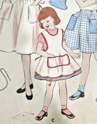 1950s Vintage Butterick Sewing Pattern 7091 Rare Toddler School Apron Size 4 - Image 1 of 4