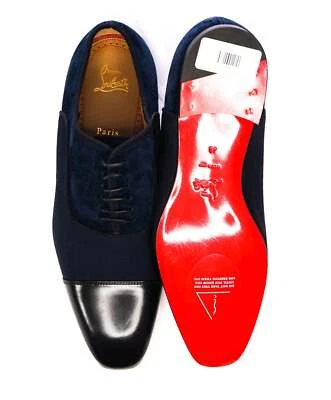 $1,050 CHRISTIAN LOUBOUTIN - *GREGGO* Gamuza Azul Marino Oxfords - 11 EE. UU. (44 UE) Foto 1 de 4