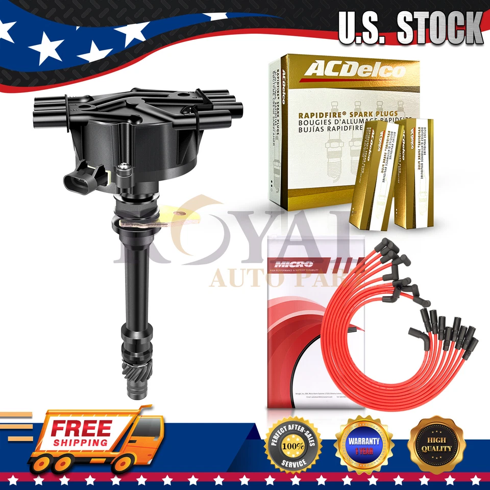 GM02 Distributor & ACDelco Spark Plugs & Wires for 96-05 Chevy GMC Truck 4.3L Foto 1 de 4
