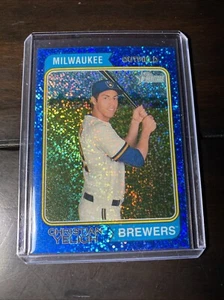 2023 Topps Heritage Chrome BLUE SPARKLE Christian Yelich #28 Milwaukee Brewers - Bild 1 von 2