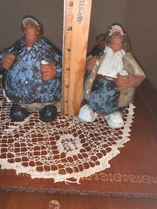 GOLF Alexanders Pottery Bearskin Neck RED CLAY ART Bar Decor Man Cave 2 Golfers - Picture 1 of 7