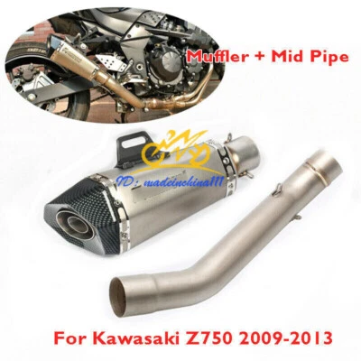 Slip-on Z750 Motorcycle Exhaust Muffler Tip Mid Pipe for Kawasaki Z750 2007-2013 — 第 1/4 张图片