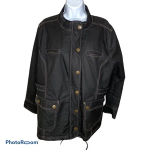 Boden Chaqueta Negra Cera Algodón Abrigo Utilitario EE. UU. Talla 8 10 Bolsillos Doble Cremallera - Imagen 1 de 7