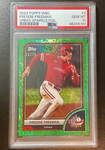2023 Topps WBC GREEN SPARKLE FOIL / 75 FREDDIE FREEMAN CANADA #2 PSA GEM MT 10 - Picture 1 of 10