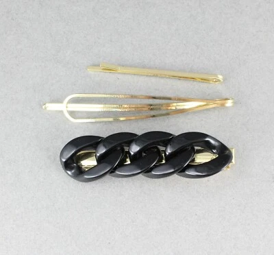 Eslabón de cadena negro pinza de pelo tortuga eslabón ovalado oro pasador garra de cocodrilo 2,25" Foto 1 de 4