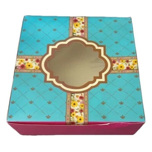 Window Cake Boxes Square Multicolored Fold Flat Cake Takeaway Box - All Sizes - Picture 1 of 5