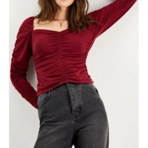 Neu mit Etikett Kingston grau Damen Herzausschnitt geraffter Strick Langarm S A002 - Bild 1 von 4