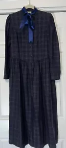 Laura Ashley Vintage Blue Green Red Plaid Holiday Dress Size 8 Md In Gt Britain - Picture 1 of 14