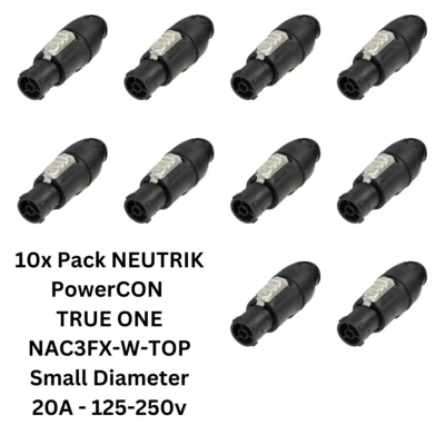 10x Pack NEUTRIK PowerCON TrueOne1 TruCon NAC3FX-W-TOP Female Waterproof 6-12mm - Image 1 of 4